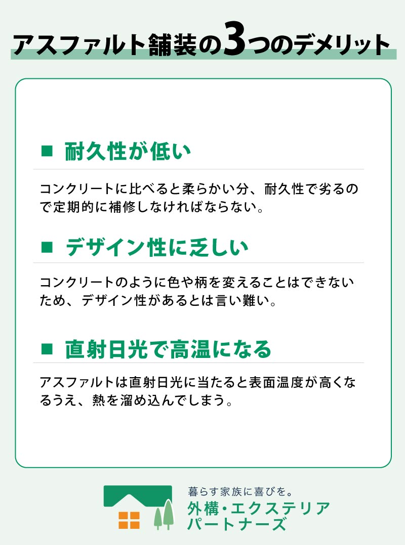 アスファルト舗装におけるデメリット