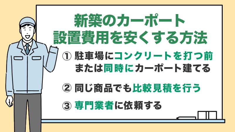 新築にカーポートの設置費用を安くする方法