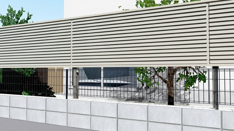ミエーネ目隠しルーバーフェンス 上段のみ設置 自立建て用